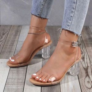 Womens Clear Band Strap Heels